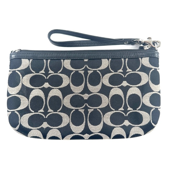 Coach Black White Signature Jacquard Mini Bag Clutch Wristlet Shoulder Bag - Picture 3 of 8